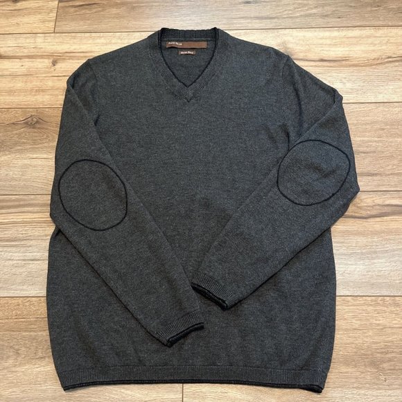 Men's Perry Ellis Sweater SZ Small Merino Wool Blend Gray Pullover V Neck - Picture 9 of 12